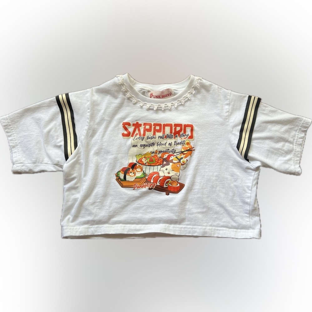 Punk Berry Cat Graphic T-Shirt - Tokyo, Japan: Maneki-Neko, Daruma, Kitsune Mask